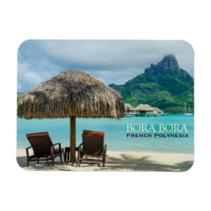 Strand på Bora Bora den rektangulära textmagnete Magnet