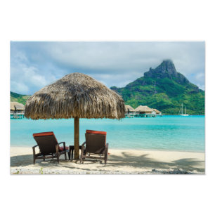 Strand på Bora Bora fototryck