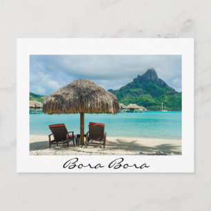 Strand på Bora Bora vitvykort Vykort