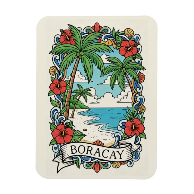 Strand på Boracay Filippinerna  Magnet (Vertikal)