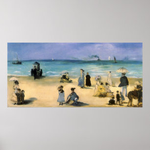 Strand på Boulogne vid Manet, vintageImpressionism Poster