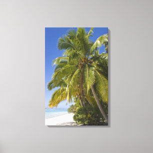 Strand på One Foot-ön, Aitutaki, Cooköarna Canvastryck