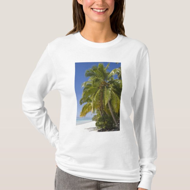 Strand på One Foot-ön, Aitutaki, Cooköarna Tee Shirt (Framsida)