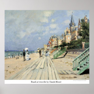 Strand på trouville vid Claude Monet Poster