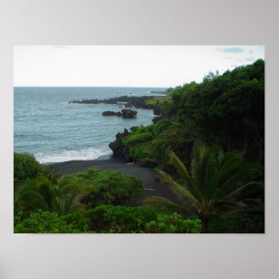 Strand på vägen till Hana, Maui Hawaii affisch