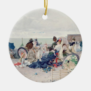 Strand på Yport, 1878 (olja på kanfas) Julgransprydnad Keramik