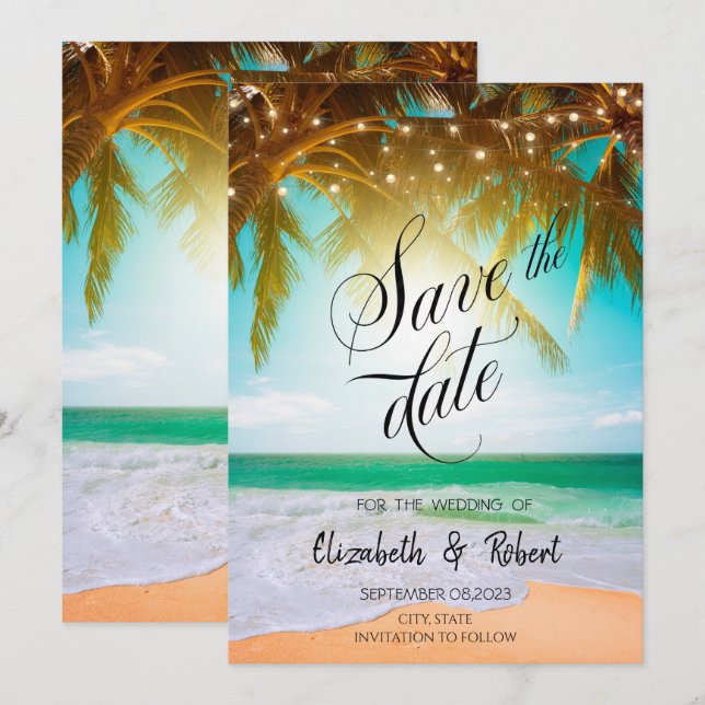 Strand,Palm,Sol,Strängljus Manus Spara Datum Datumet (Fram/baksida)