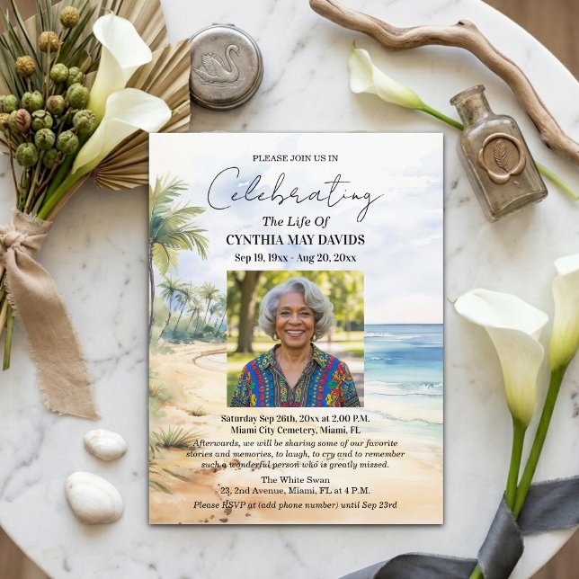 Strand Palmer Firande Av Livet Foto Vykort (Skapare uppladdad)