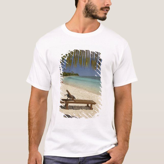 Strand, palmer och solstol tee (Framsida)