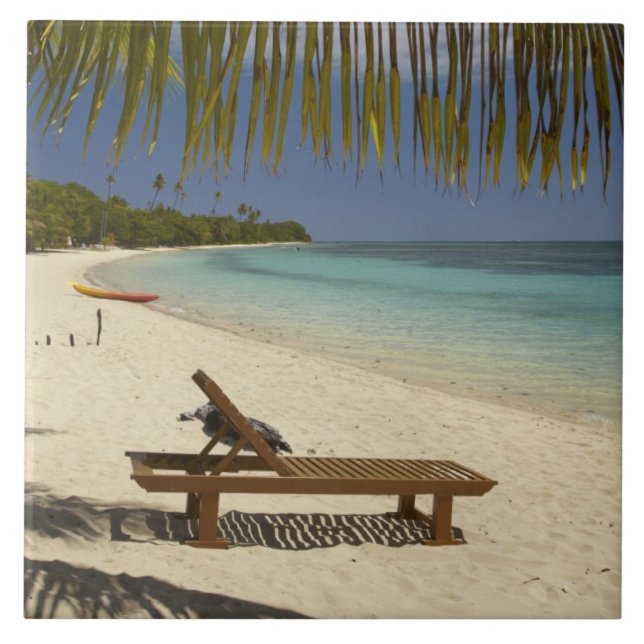 Strand, palmer & solstol kakelplatta (Framsidan)
