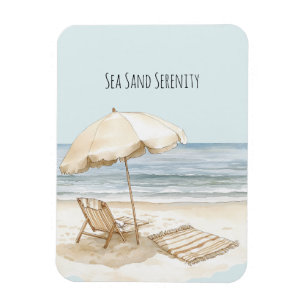 Strand Parasoll Ocean Hav Sand Lugnhet Magnet