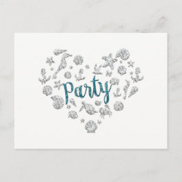 Strand PARTY Teal Diamonds Inbjudan Spara datum