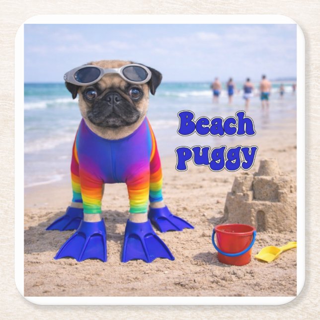 Strand Puggle Underlägg Papper Kvadrat (Framsidan)