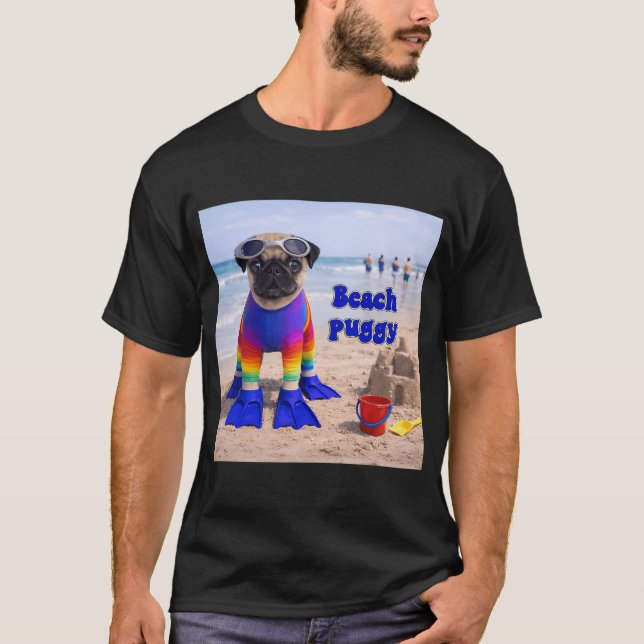 Strand Puggy! T Shirt (Framsida)