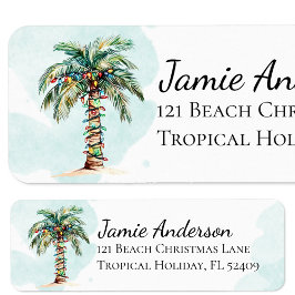 Strand returadressetiketter | Julpalmer Returadress Etikett