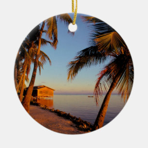 Strand Roatan Honduras Julgransprydnad Keramik