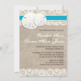 Strand Rustik Jute Spets Bröllopsinbjudan Malibu Inbjudningar