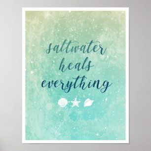 Strand Saltvatten botar allt Poster