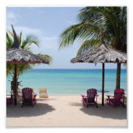 Strand Sand Hav Palm Semester Destinys Öde Fototryck