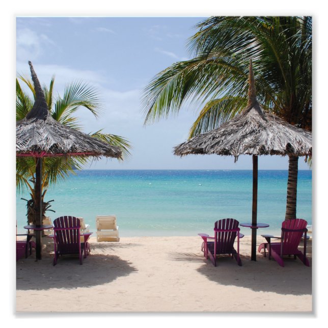 Strand Sand Hav Palm Semester Ödets Öde Fototryck (Framsidan)