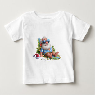 Strand Santa Sommar Helgdag söta Julbelysning T Shirt