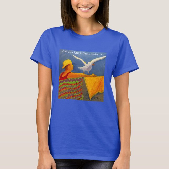 Strand-/Seashorefiskmås och livräddareutslagsplats T Shirt (Framsida)