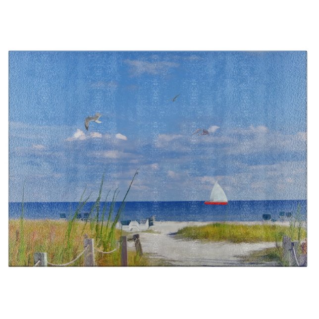 Strand, sjösida och fåglar (Framsidan)