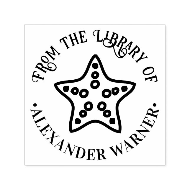 Strand Sjöstjärna #1 Havsstrand Biblioteksboknamn Självfärgande Stämpel (Design)