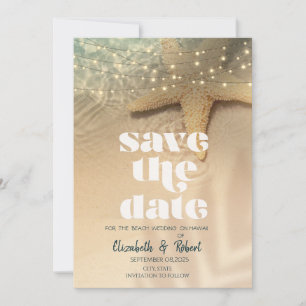 Strand Sjöstjärna Kedjeljus Save The Date Spara Datumet