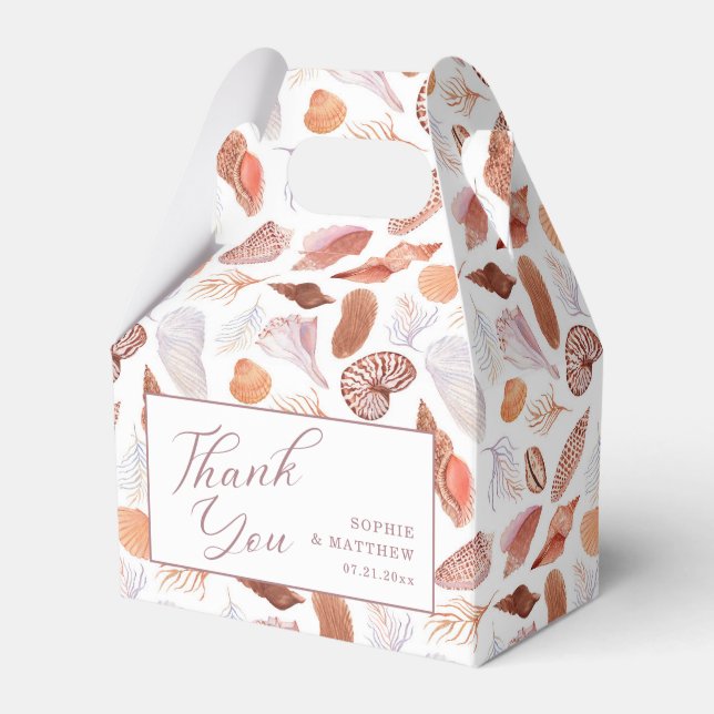 Strand Sniglar Vattenfärg Kust Chic Bröllop Presentaskar (Framsidan Sidan)