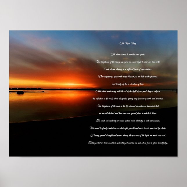 Strand solnedgång Den nya dagen Poster (Framsidan)