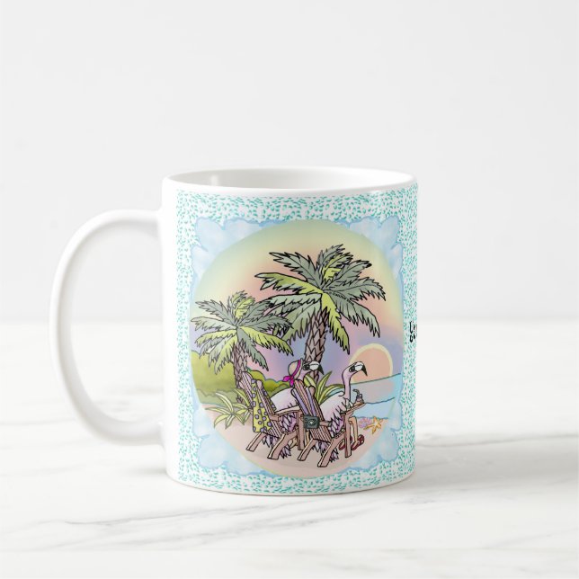 Strand solnedgång Flamingo mugg (Vänster)