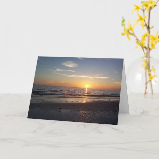 Strand Solnedgång Grattiskort Kort (Gul blomma)