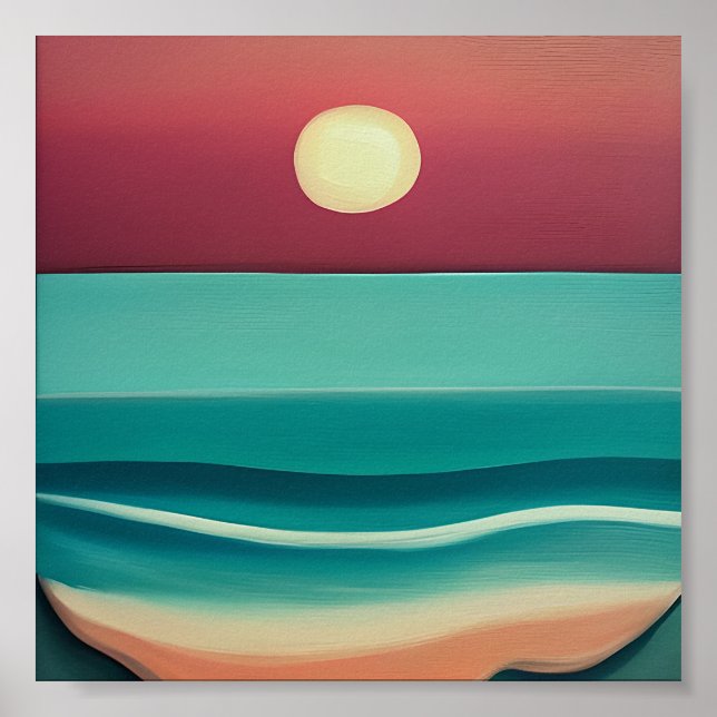 Strand solnedgång minimalistisk konst  poster (Framsidan)