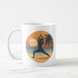 Strand Solnedgång Yoga Silhuett | Kust Yogi Liv Kaffemugg