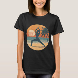 Strand Solnedgång Yoga Silhuett | Kust Yogi Liv T Shirt