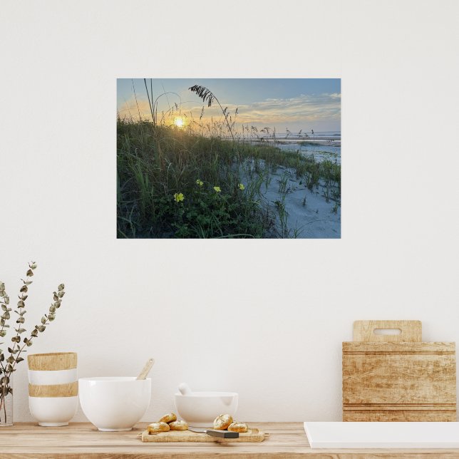 Strand soluppgång över sanddyner poster (Kök)