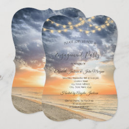 Strand Soluppgång Sladdljus Förlovning  Inbjudningar