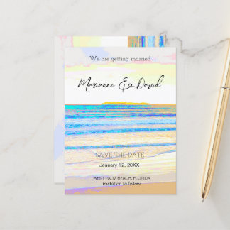 Strand soluppgång spara datum ankomstkort meddelande vykort