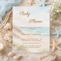 Strand sommar hav kust Baby Shower-inbjudan