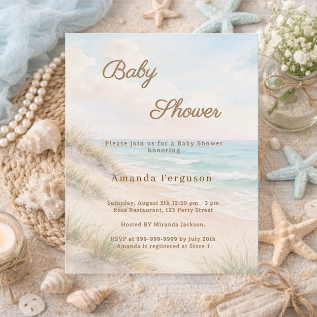 Strand sommar hav kust Baby Shower-inbjudan (Skapare uppladdad)