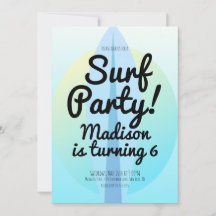 Strand Surfparty Ombre Blå Inbjudan