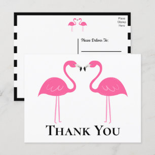 Strand Svart Rosa Flamingo Bröllop Tack Vykort