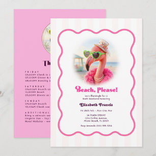 Strand, tack! Preppy Flamingo Sällskapsresa för Br Inbjudningar