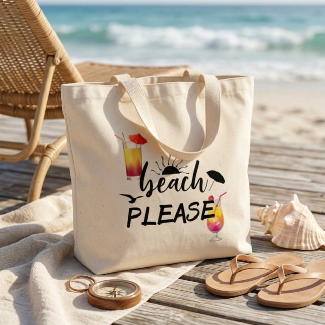 Strand, tack! Roligt citat Cocktail Sommar Jumbo Tygkasse (Skapare uppladdad)