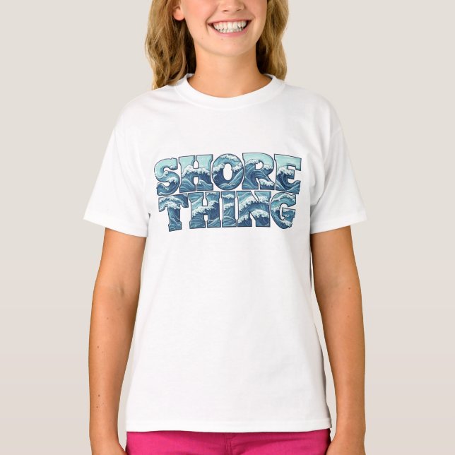 Strand Thing Retro Oceanvågor Flickas Surf Grafisk T Shirt (Framsida)