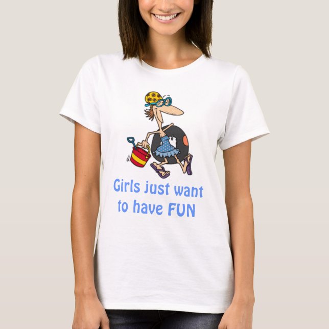 Strand, tjejer vill bara ha ROLIGT Tee Shirt (Framsida)