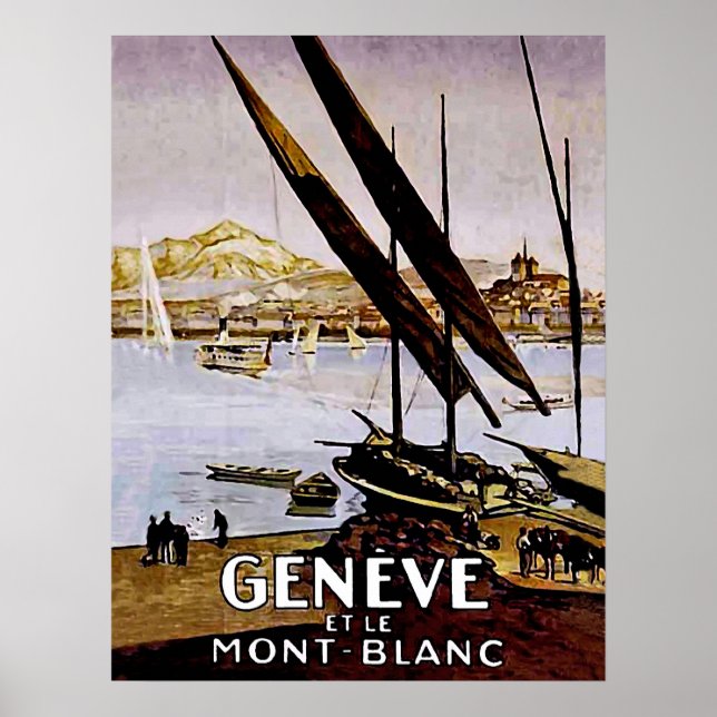 Strand vid Genèvesjön, Schweiz Poster (Framsidan)