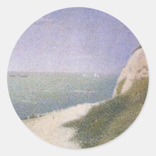 Strand vid Honfleur av Georges Seurat, Vintage Art Runt Klistermärke