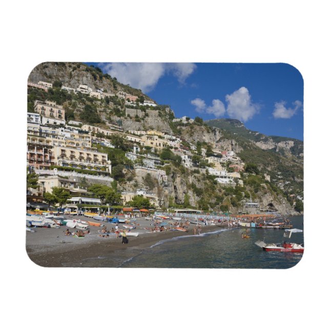 Strand vid Positano, Kampanien, Italien Magnet (Horisontell)
